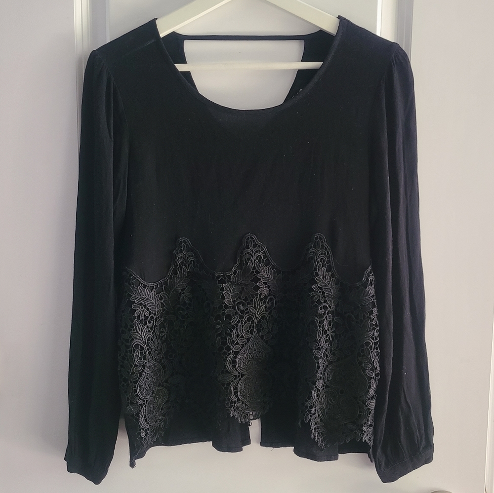 Flowy Black Boho Blouse